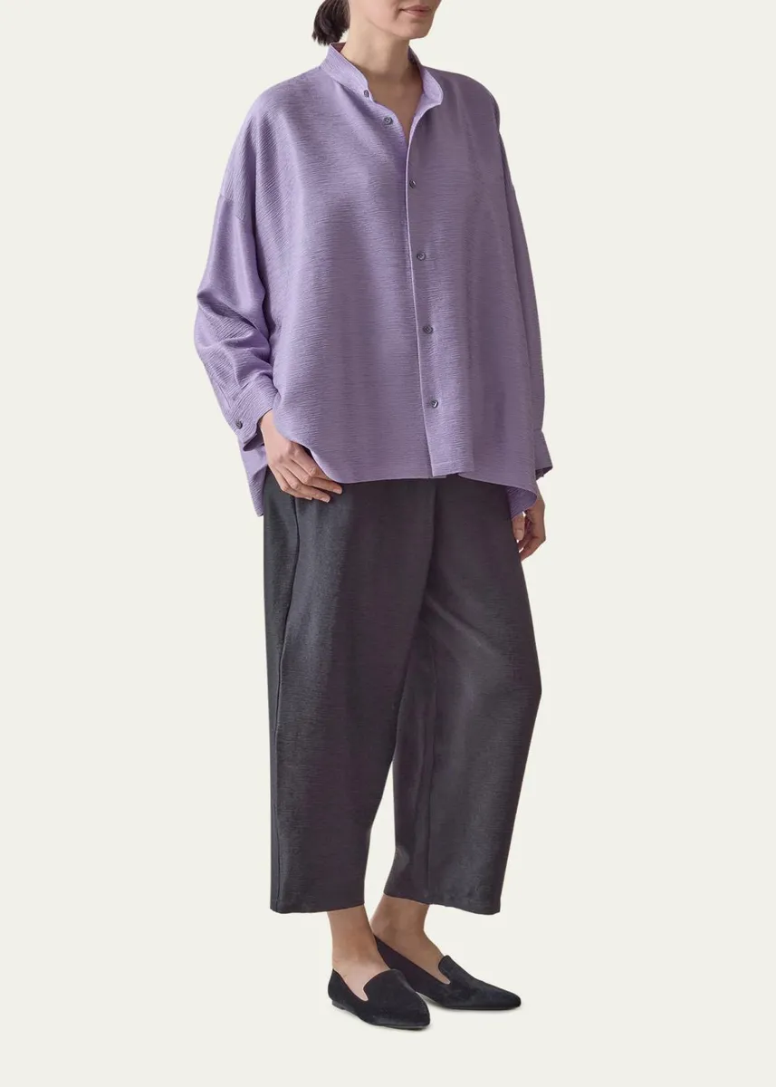Eskandar Midweight Silk Plisse Wide A-Line Shirt | Thumbnail 2 Eskandar Midweight Silk Plisse Wide A-Line Shirt | Thumbnail 2