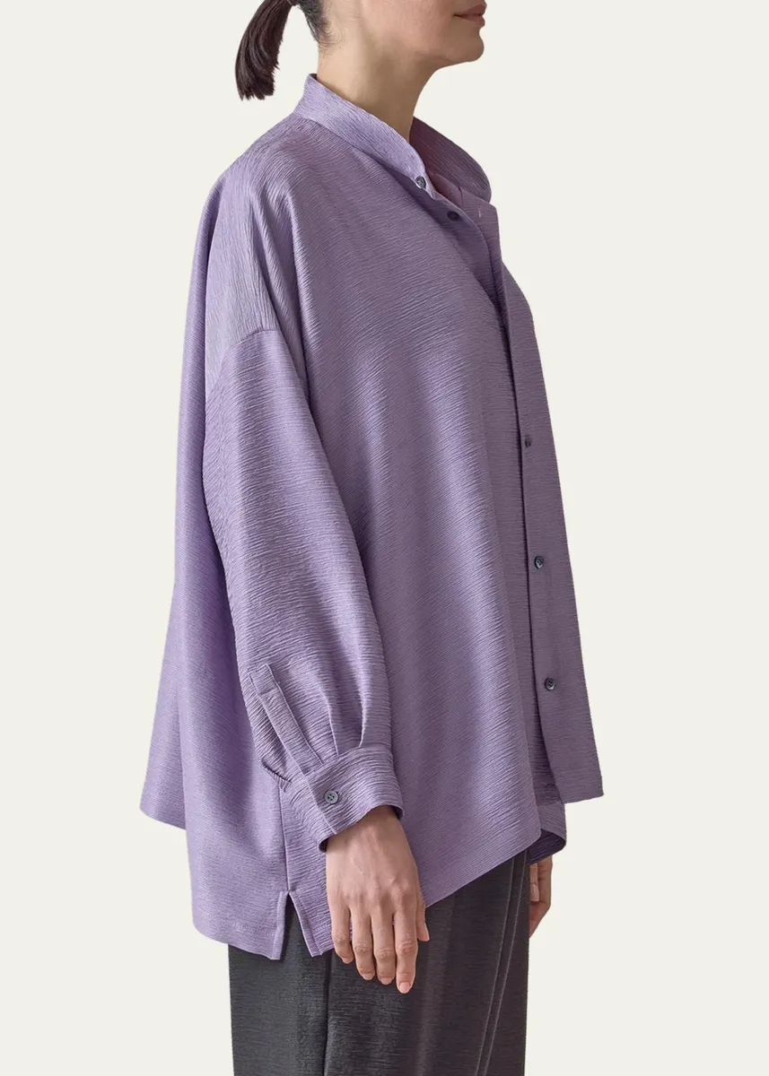 Eskandar Midweight Silk Plisse Wide A-Line Shirt | Thumbnail 4 Eskandar Midweight Silk Plisse Wide A-Line Shirt | Thumbnail 4