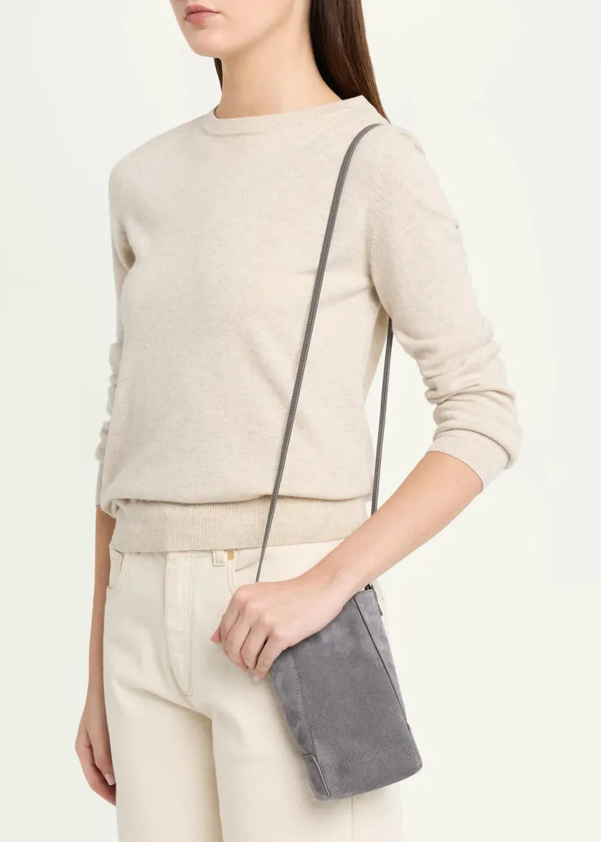 Brunello Cucinelli North-South Suede Crossbody Bag | Thumbnail 2