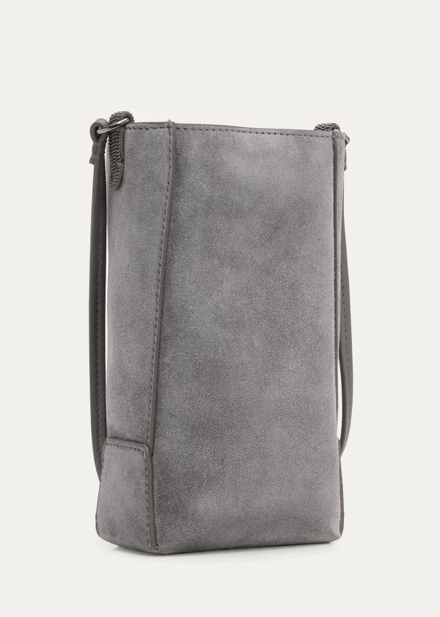 Brunello Cucinelli North-South Suede Crossbody Bag | Thumbnail 3