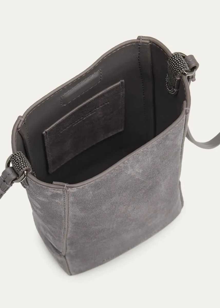 Brunello Cucinelli North-South Suede Crossbody Bag | Thumbnail 4