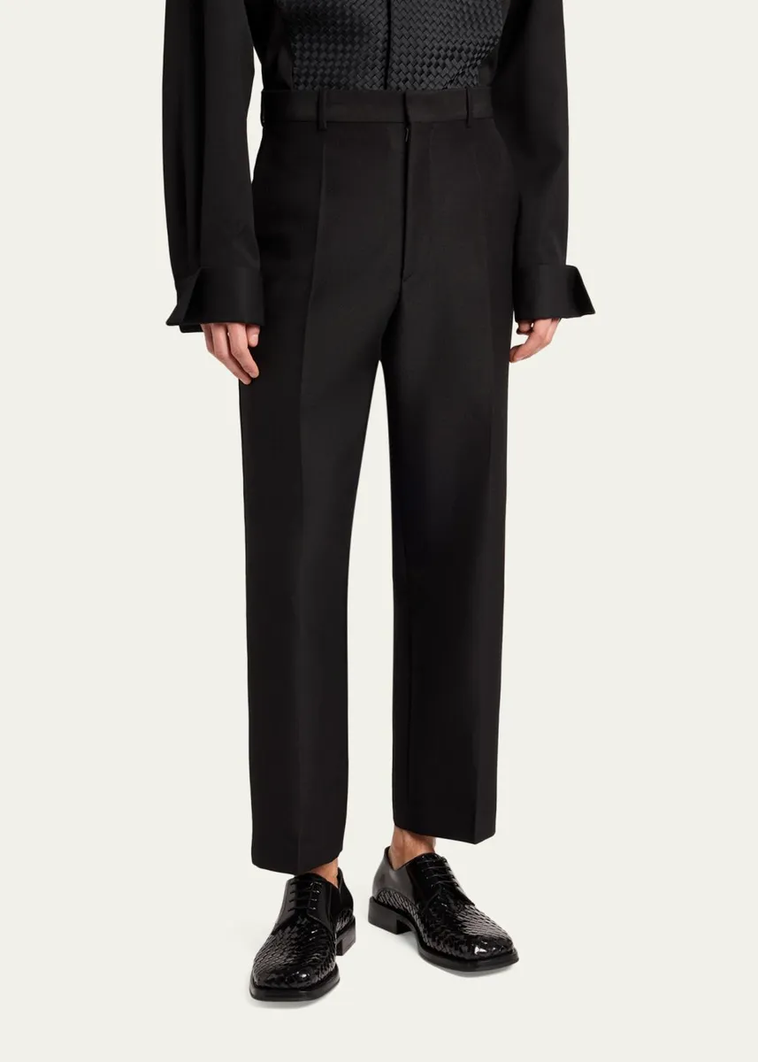 Bottega Veneta Men's Wool Mohair Flat-Front Trousers | Thumbnail 4