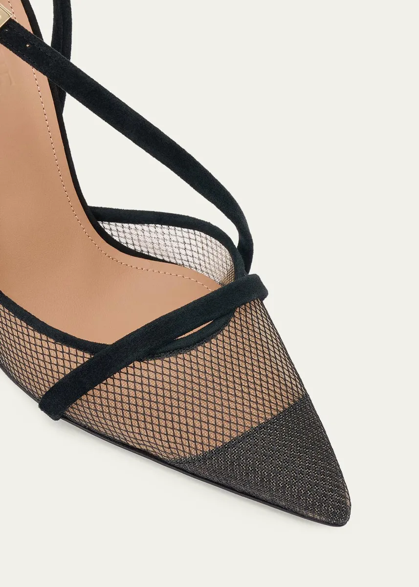 Malone Souliers Valeria 90mm Suede & Mesh Slingback Pumps | Thumbnail 4