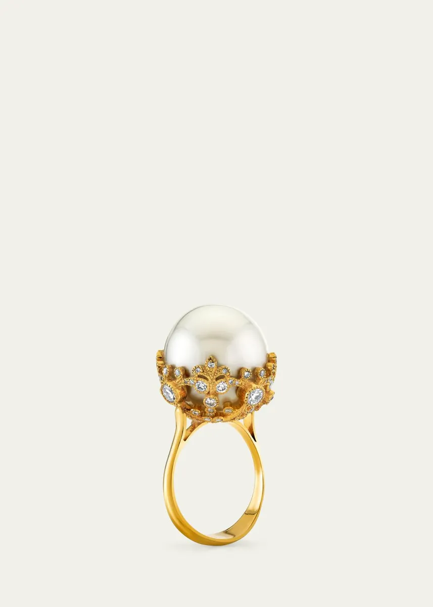 Arman Sarkisyan 22K Gold Pearl Ring with Diamonds | Thumbnail 2 Arman Sarkisyan 22K Gold Pearl Ring with Diamonds | Thumbnail 2