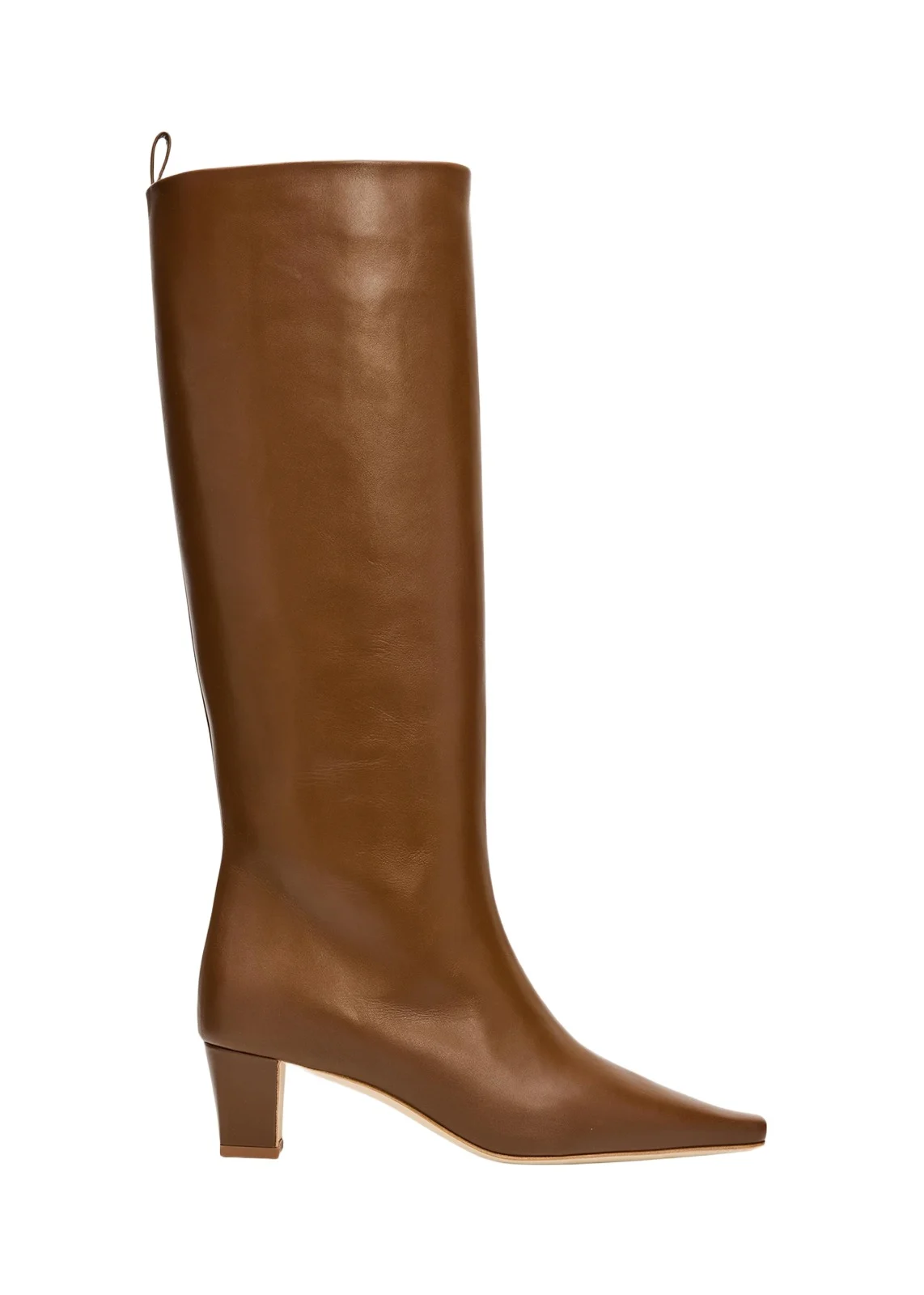 Manolo Blahnik 50mm Leather Knee-High Low-Heel Boots