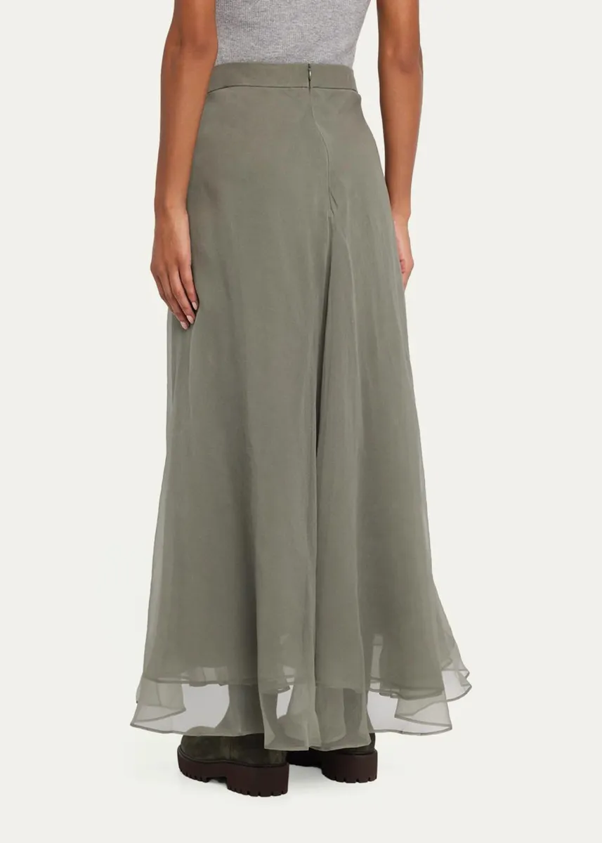 Brunello Cucinelli Layered Crispy Silk Maxi Circle Skirt | Thumbnail 3 Brunello Cucinelli Layered Crispy Silk Maxi Circle Skirt | Thumbnail 3