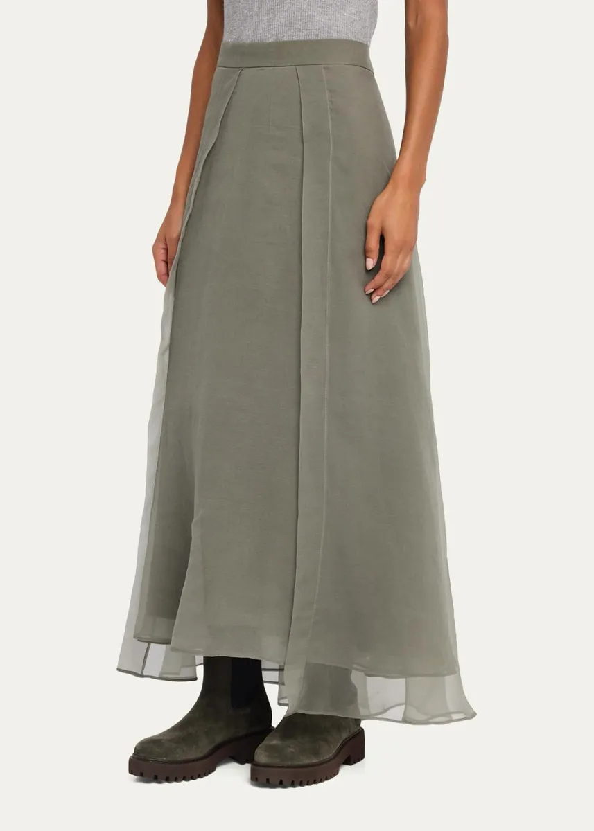 Brunello Cucinelli Layered Crispy Silk Maxi Circle Skirt | Thumbnail 4 Brunello Cucinelli Layered Crispy Silk Maxi Circle Skirt | Thumbnail 4