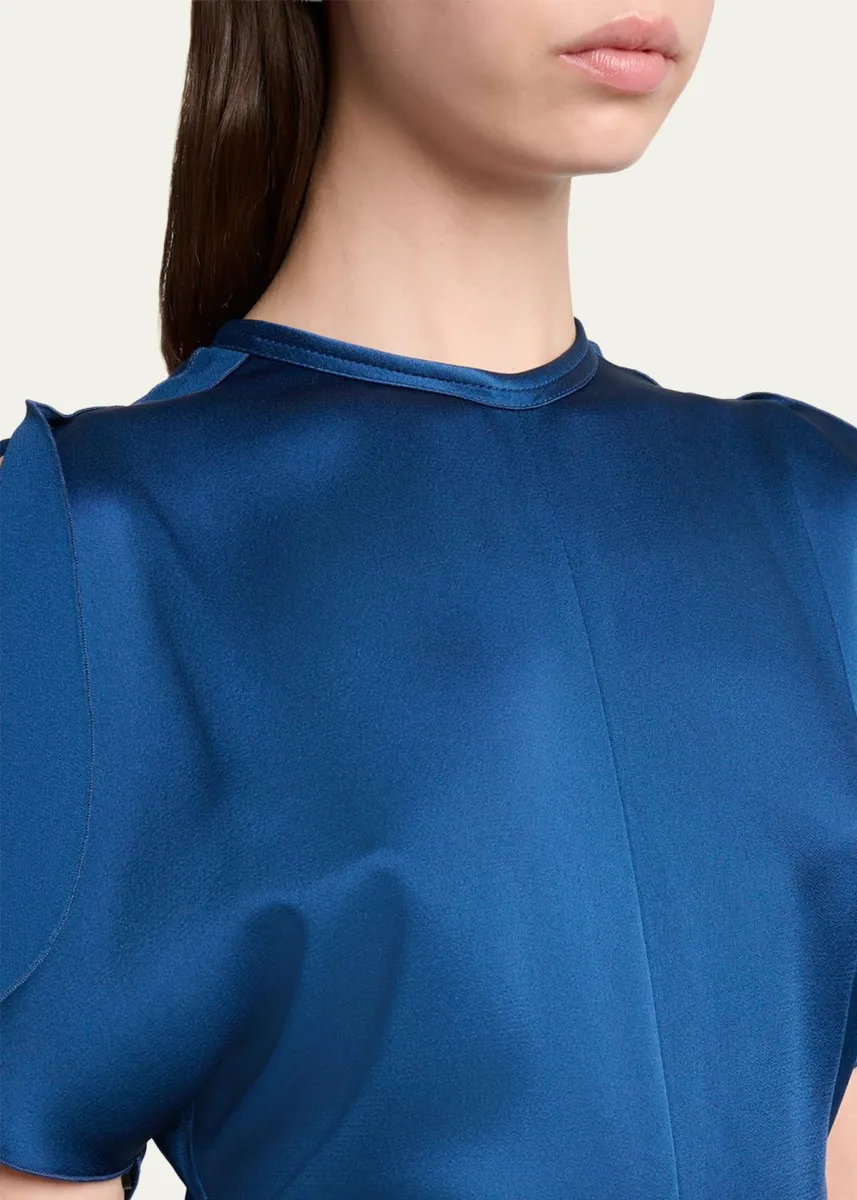 Victoria Beckham Gathered Waist Flutter-Sleeve Satin Gown | Thumbnail 5 Victoria Beckham Gathered Waist Flutter-Sleeve Satin Gown | Thumbnail 5