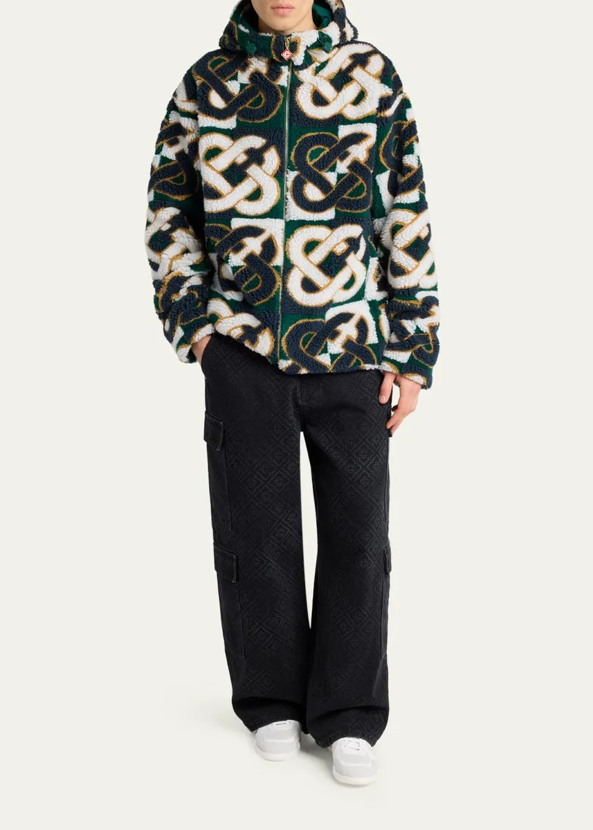 Casablanca Men's Check Monogram Hooded Fleece Jacket | Thumbnail 2