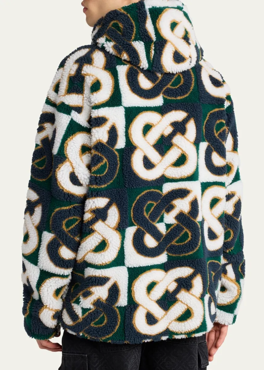 Casablanca Men's Check Monogram Hooded Fleece Jacket | Thumbnail 3