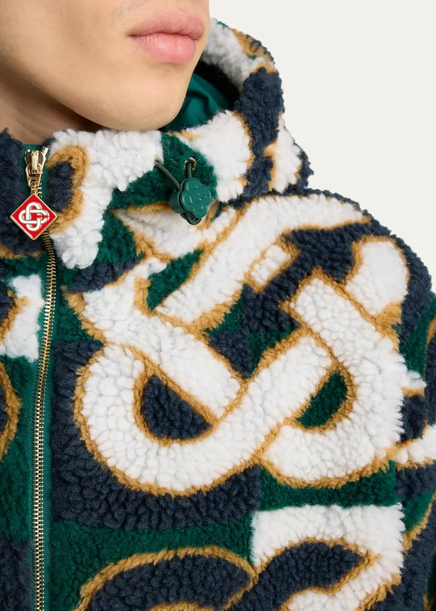 Casablanca Men's Check Monogram Hooded Fleece Jacket | Thumbnail 5