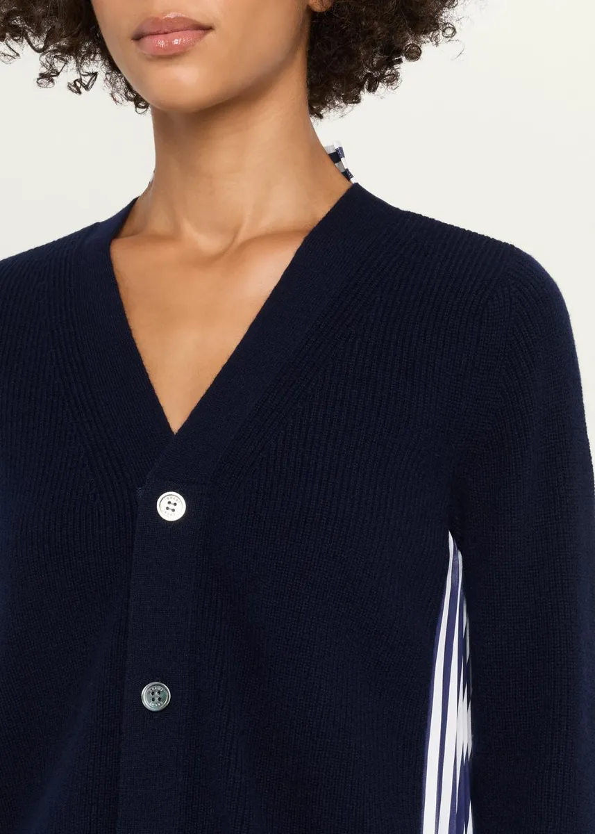 Sacai Wool Knit And Cotton Poplin V-Neck Cardigan | Thumbnail 5