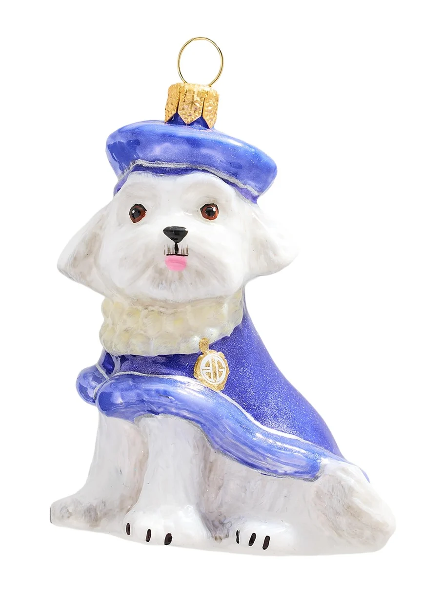 Joy To The World Collectibles Maltese in Purple Coat and Beret with Pearly BG Collar Christmas Ornament | Thumbnail 1 Joy To The World Collectibles Maltese in Purple Coat and Beret with Pearly BG Collar Christmas Ornament | Thumbnail 1