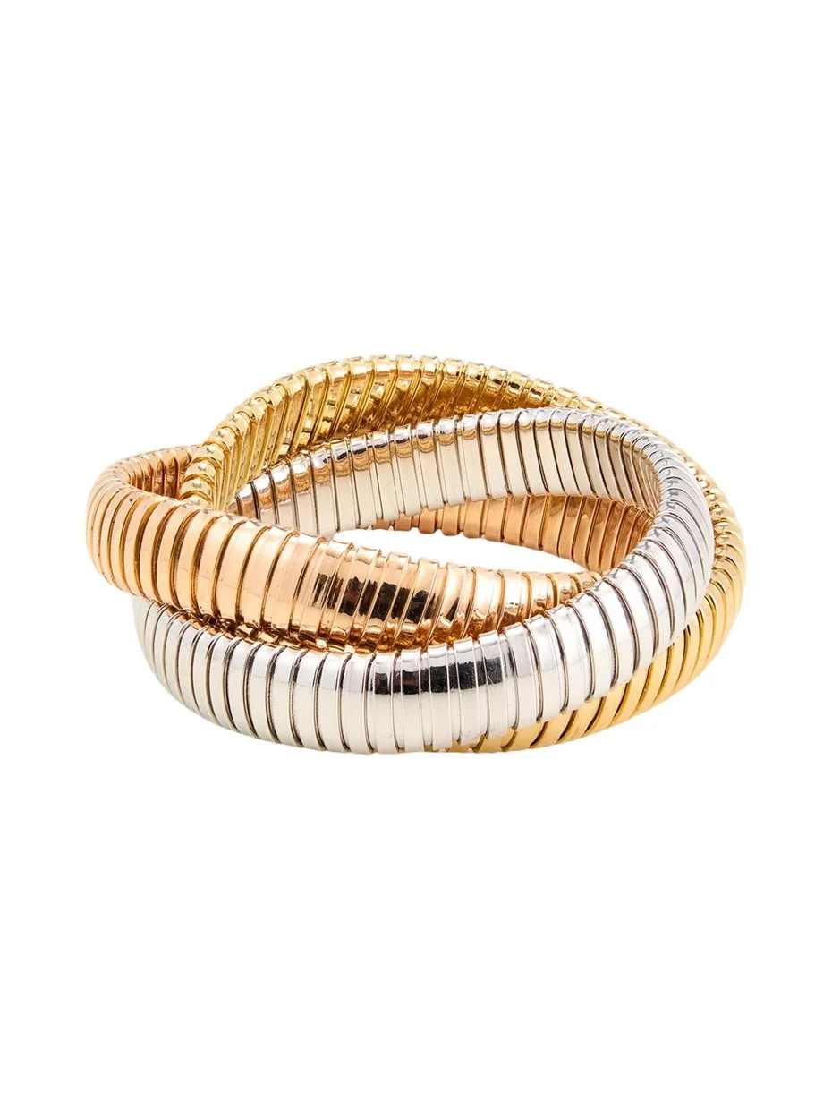 18K Yellow, White and Rose Gold Rolling Bracelet 18K Yellow, White and Rose Gold Rolling Bracelet