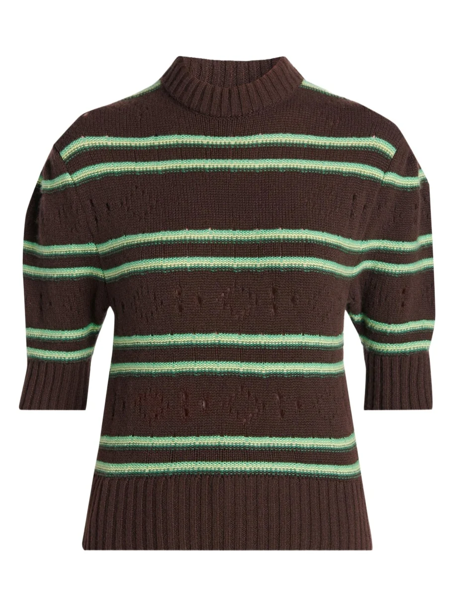 Cashmere Perforated Striped Sweater