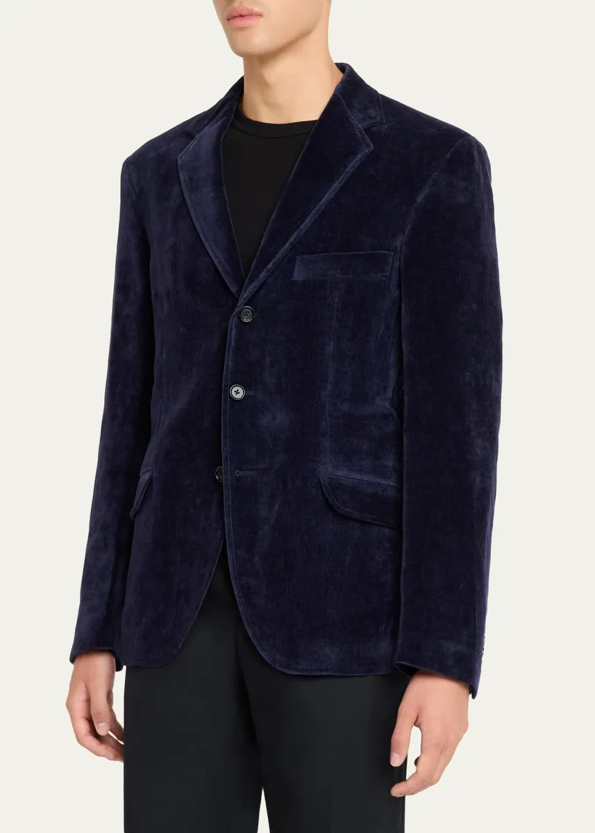 Jil Sander Men's Velvet Single-Breasted Jacket | Thumbnail 4 Jil Sander Men's Velvet Single-Breasted Jacket | Thumbnail 4