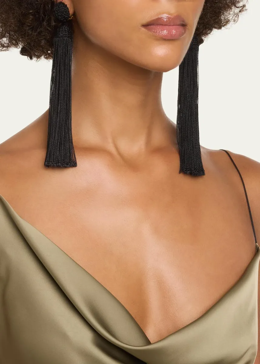 Oscar de la Renta Silk Rope Tassel Clip-On Earrings | Thumbnail 2 Oscar de la Renta Silk Rope Tassel Clip-On Earrings | Thumbnail 2