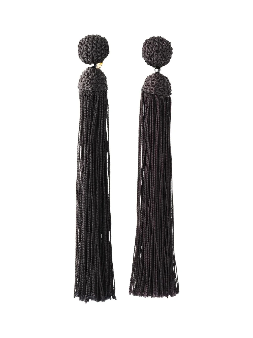 Oscar de la Renta Silk Rope Tassel Clip-On Earrings