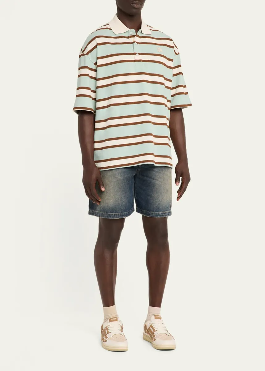 AMIRI Men's Cotton Multi-Stripe MA Polo Shirt | Thumbnail 2