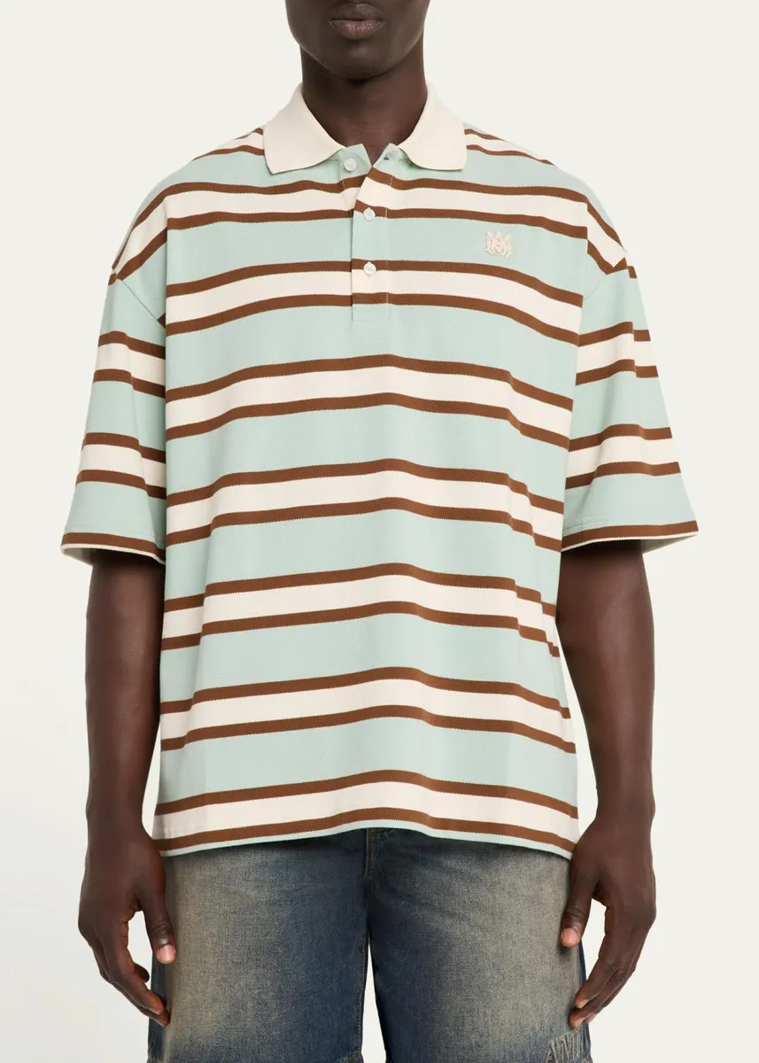 AMIRI Men's Cotton Multi-Stripe MA Polo Shirt | Thumbnail 4