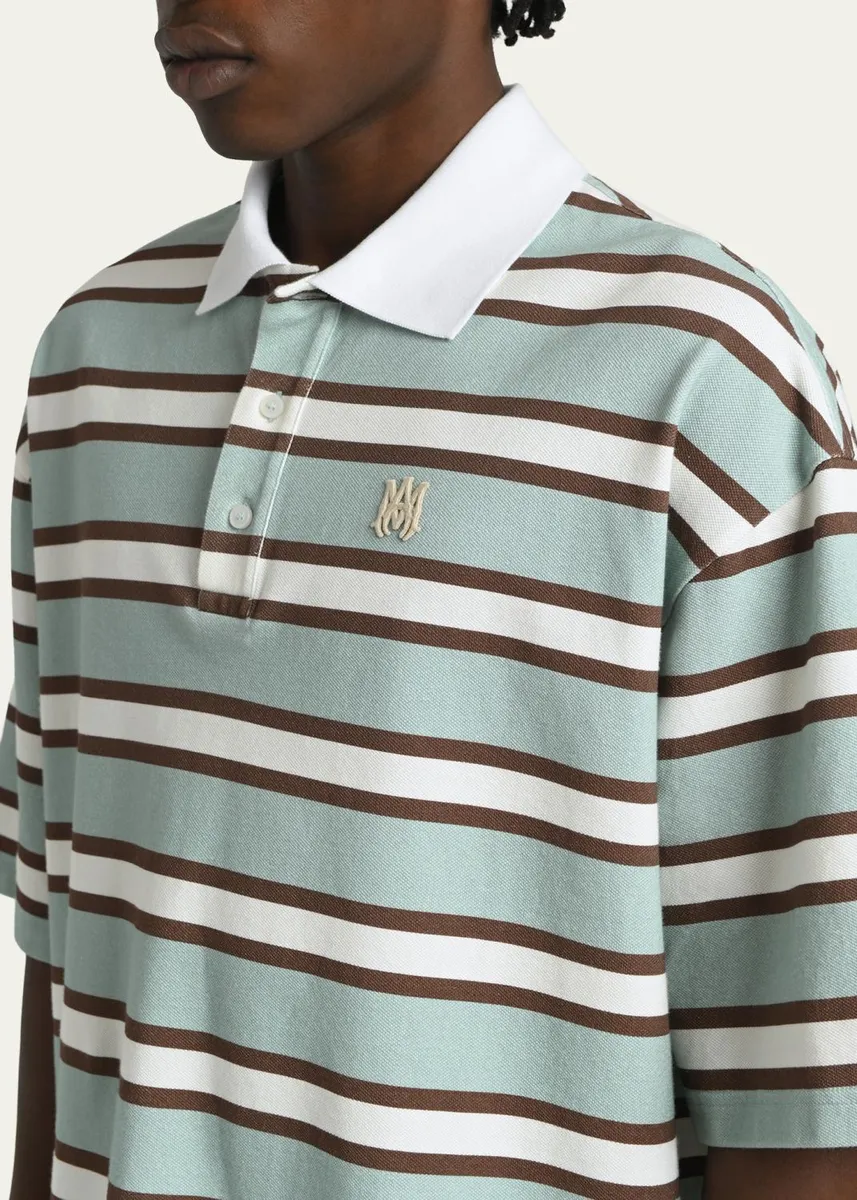 AMIRI Men's Cotton Multi-Stripe MA Polo Shirt | Thumbnail 5