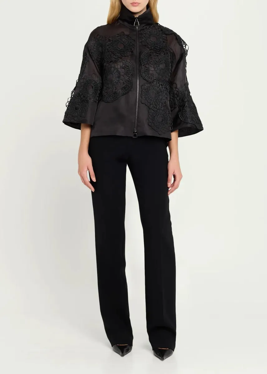 Akris Anemone Embroidered Silk Organza Zip Jacket | Thumbnail 2 Akris Anemone Embroidered Silk Organza Zip Jacket | Thumbnail 2