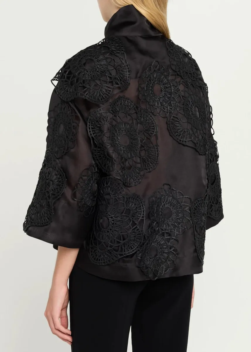 Akris Anemone Embroidered Silk Organza Zip Jacket | Thumbnail 3 Akris Anemone Embroidered Silk Organza Zip Jacket | Thumbnail 3