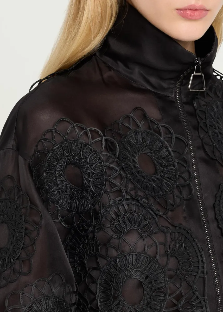 Akris Anemone Embroidered Silk Organza Zip Jacket | Thumbnail 5 Akris Anemone Embroidered Silk Organza Zip Jacket | Thumbnail 5