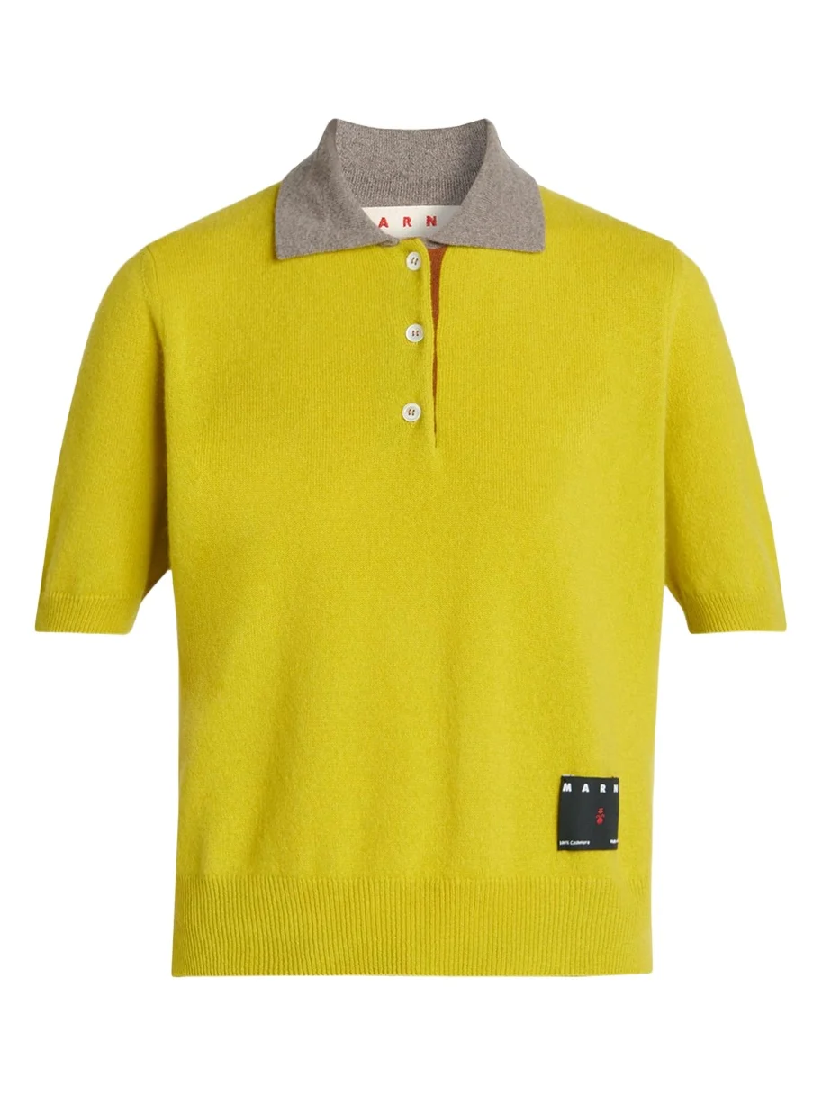 Cashmere Short-Sleeve Polo Sweater