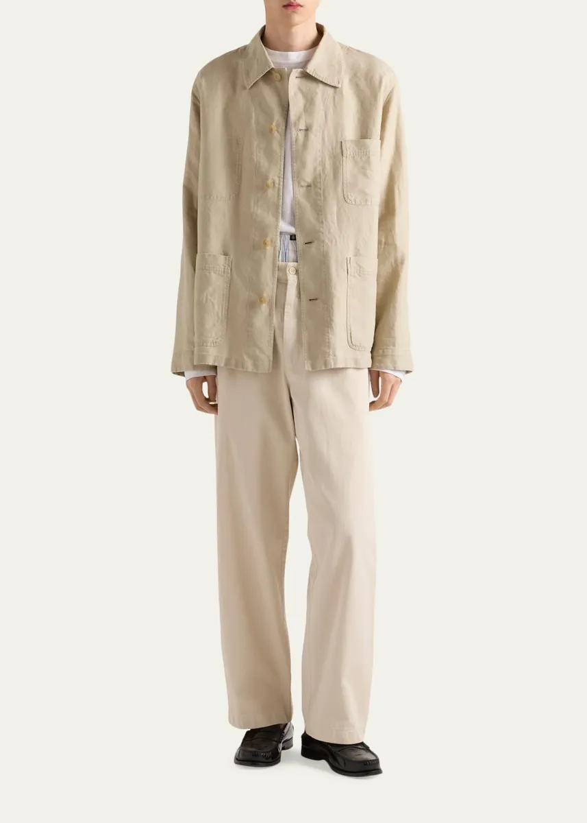 Prada Men's Washed Linen Safari Jacket | Thumbnail 2 Prada Men's Washed Linen Safari Jacket | Thumbnail 2
