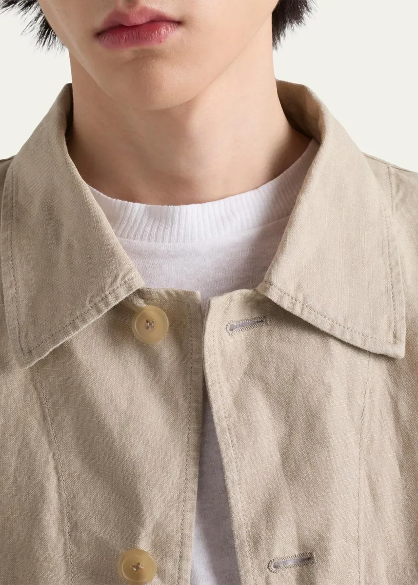 Prada Men's Washed Linen Safari Jacket | Thumbnail 4 Prada Men's Washed Linen Safari Jacket | Thumbnail 4