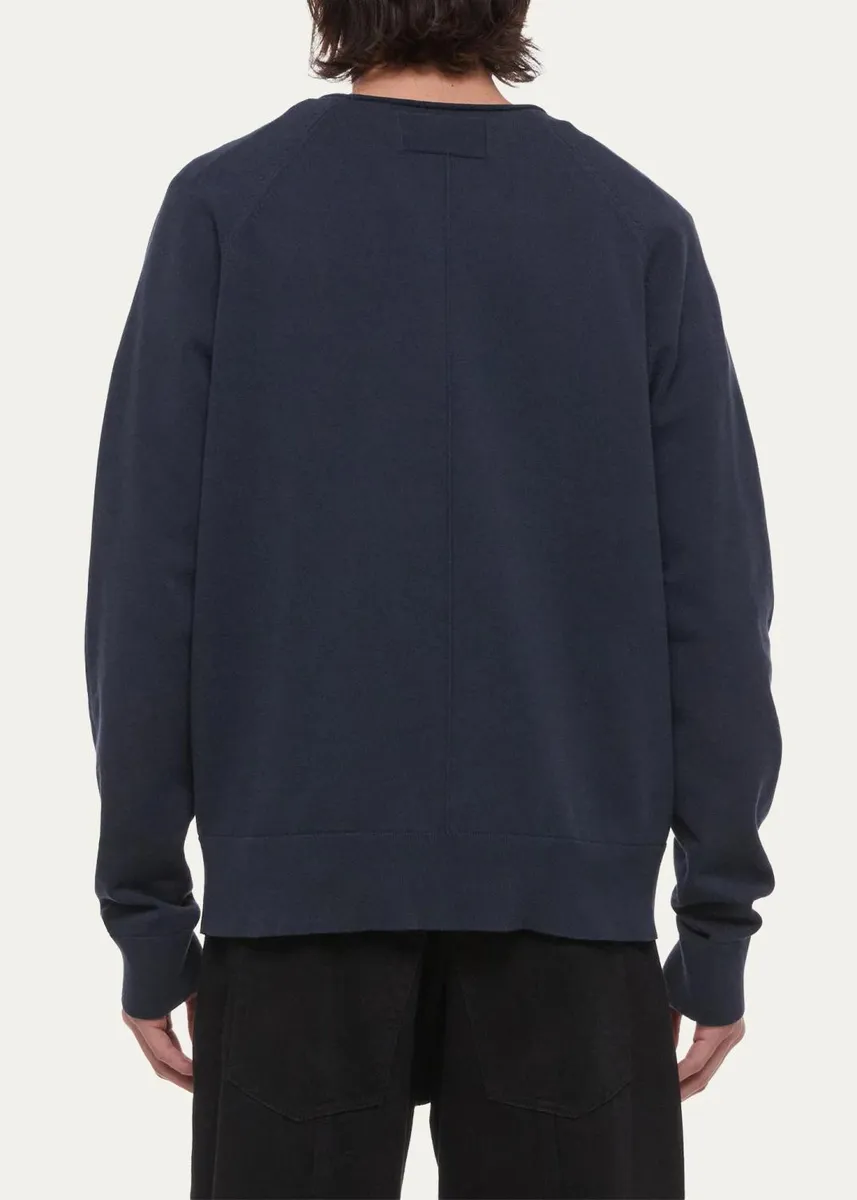 Helmut Lang Men's Cotton Raw-Edge Crewneck Sweater | Thumbnail 3 Helmut Lang Men's Cotton Raw-Edge Crewneck Sweater | Thumbnail 3