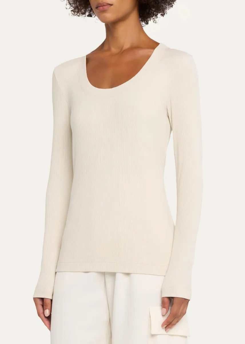 Brunello Cucinelli Sparkle Rib Knit Long-Sleeve Top | Thumbnail 4 Brunello Cucinelli Sparkle Rib Knit Long-Sleeve Top | Thumbnail 4