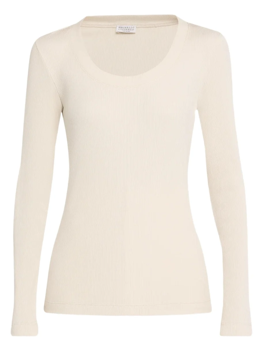 Sparkle Rib Knit Long-Sleeve Top