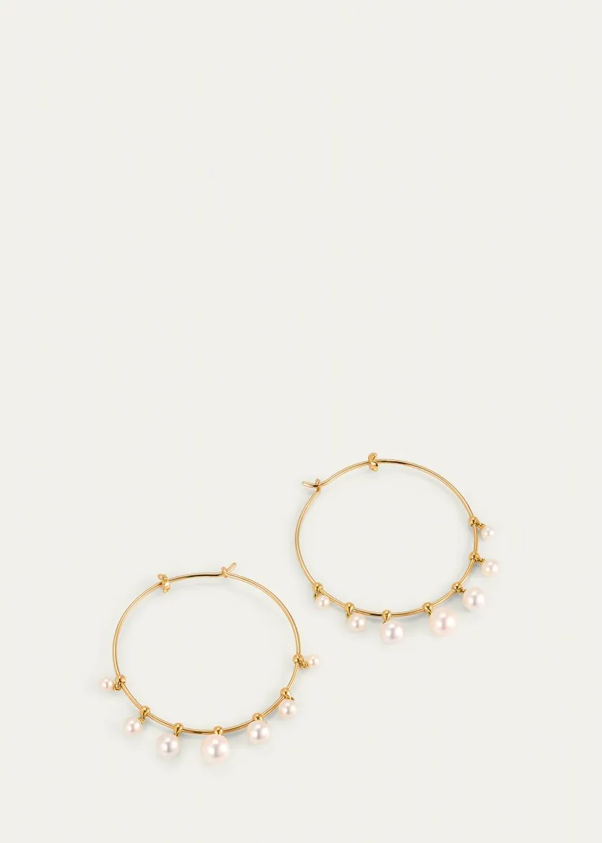 Paul Morelli 18K Yellow Gold Wind Chime Earrings with Akoya Pearls, 36mm | Thumbnail 3