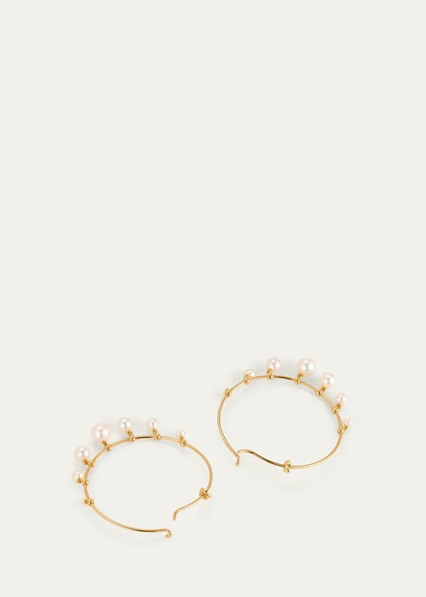 Paul Morelli 18K Yellow Gold Wind Chime Earrings with Akoya Pearls, 36mm | Thumbnail 4