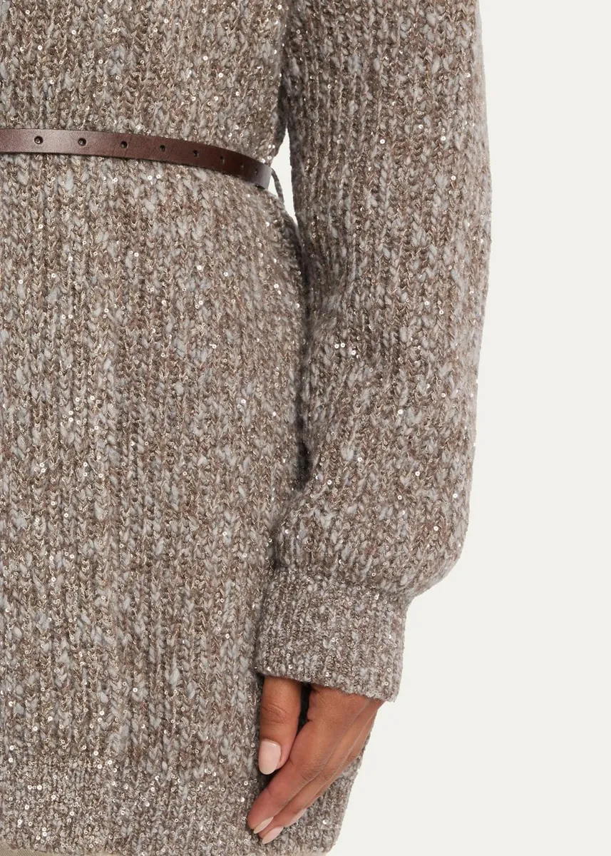 Brunello Cucinelli Micro Paillette Wool Knit Shawl-Collar Cardigan | Thumbnail 5 Brunello Cucinelli Micro Paillette Wool Knit Shawl-Collar Cardigan | Thumbnail 5