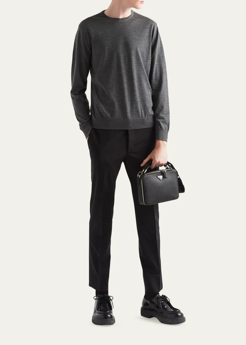 Prada Men's Wool-Stretch Tapered Leg Pants | Thumbnail 2 Prada Men's Wool-Stretch Tapered Leg Pants | Thumbnail 2