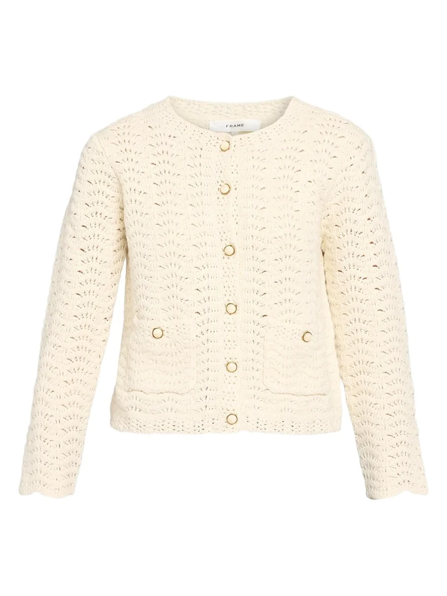 Frame The Chevron Pointelle Knit Cardigan