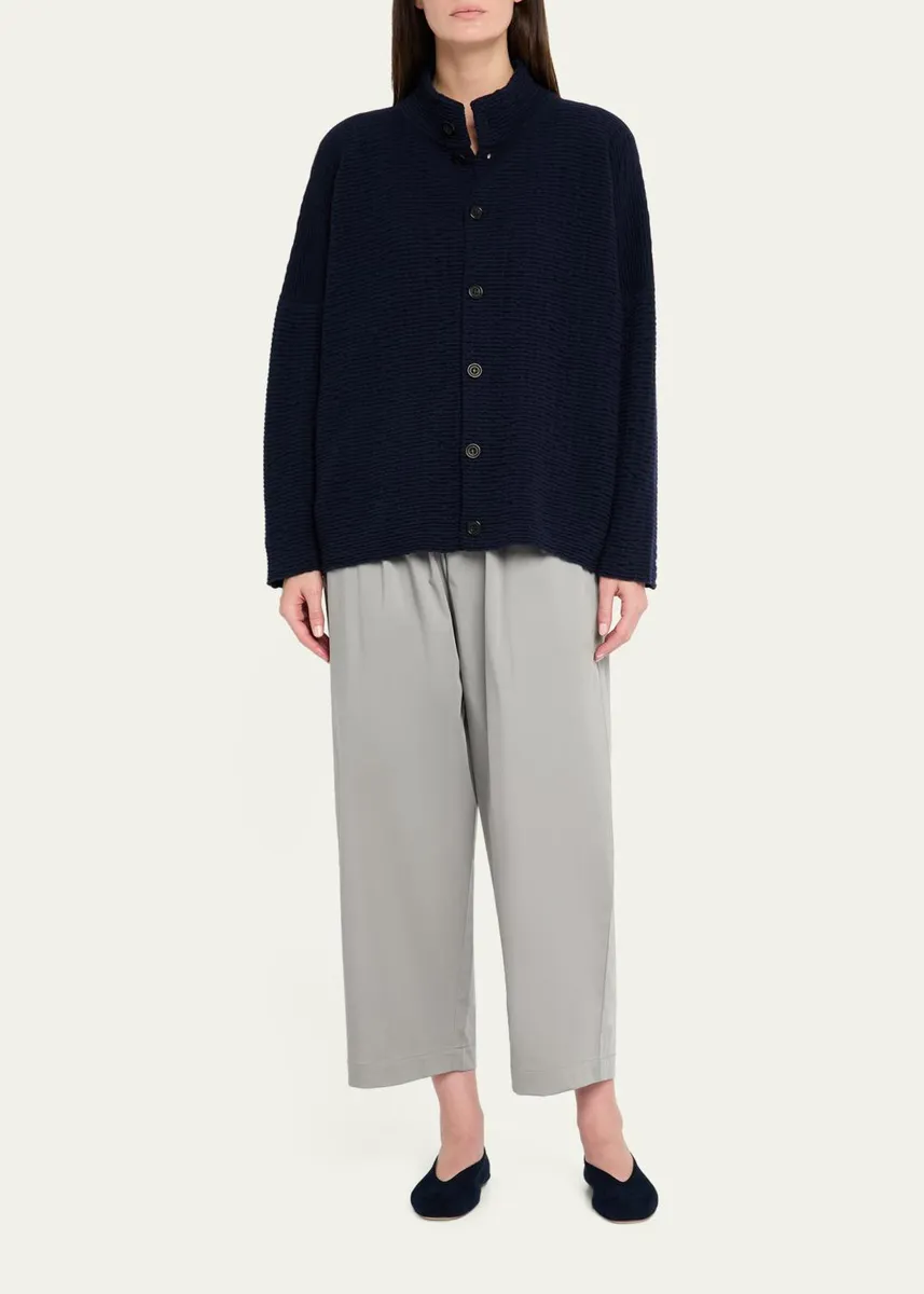 Eskandar 3/4 Width High Neck Cardigan- Mid Length | Thumbnail 2 Eskandar 3/4 Width High Neck Cardigan- Mid Length | Thumbnail 2
