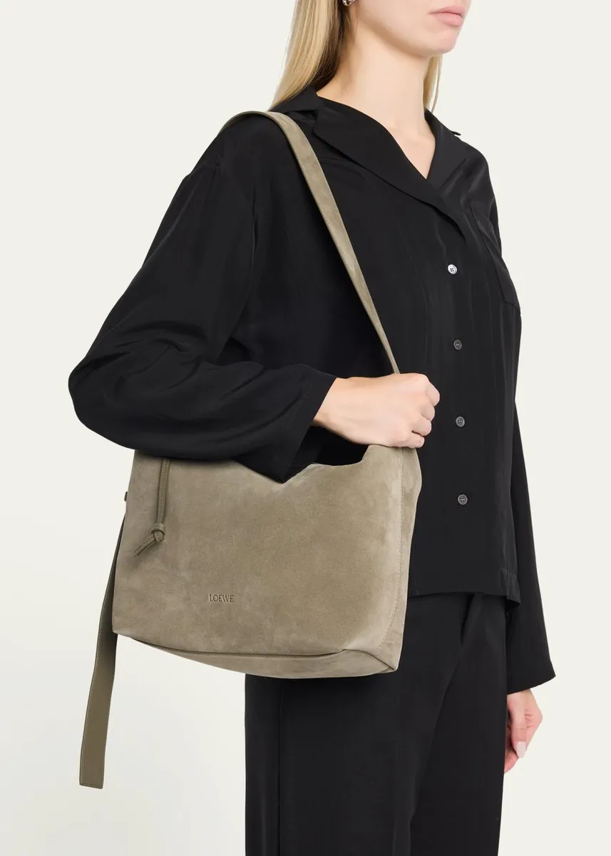 Loewe Men's Loop Medium Hobo Bag in Suede | Thumbnail 2 Loewe Men's Loop Medium Hobo Bag in Suede | Thumbnail 2