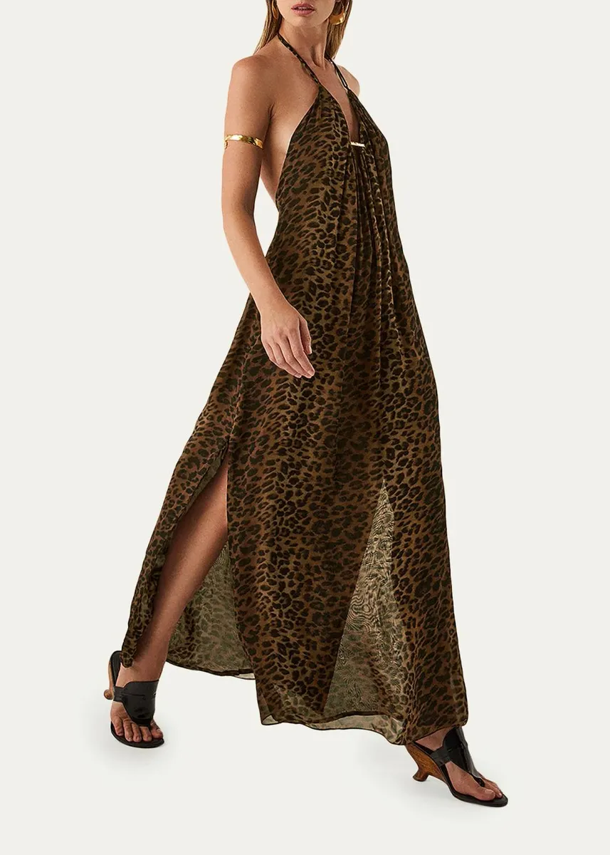 ViX Tammy Leopard-Print Halter Maxi Dress | Thumbnail 2