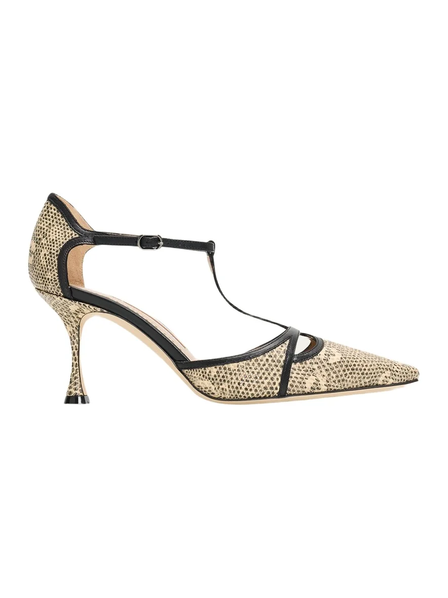 Manolo Blahnik 70mm Gish Snake-Embossed Leather Pumps