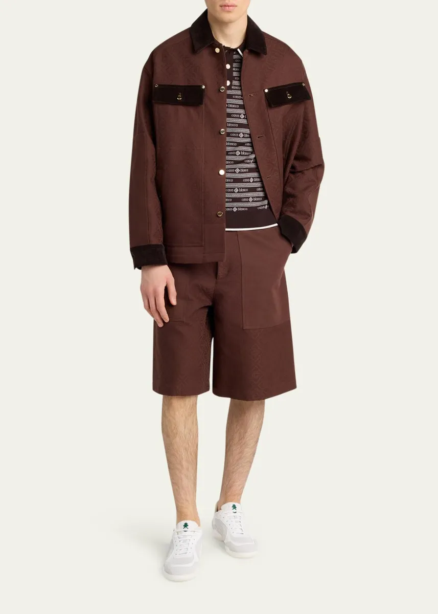Casablanca Men's Monogram Cotton Canvas Shorts | Thumbnail 2