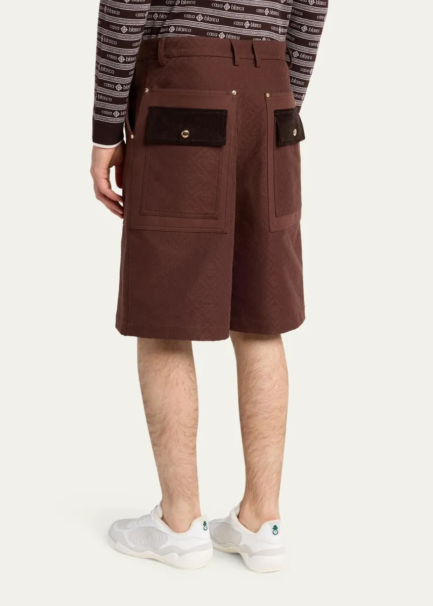 Casablanca Men's Monogram Cotton Canvas Shorts | Thumbnail 3