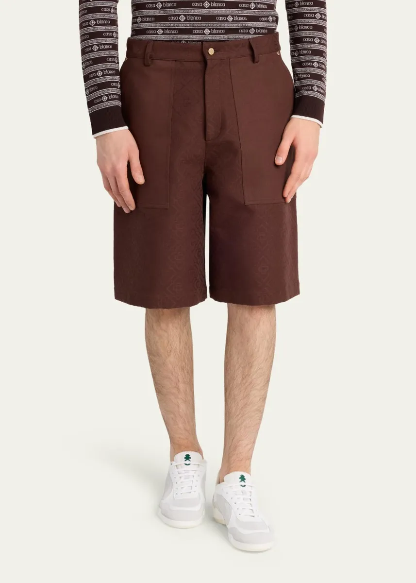Casablanca Men's Monogram Cotton Canvas Shorts | Thumbnail 4