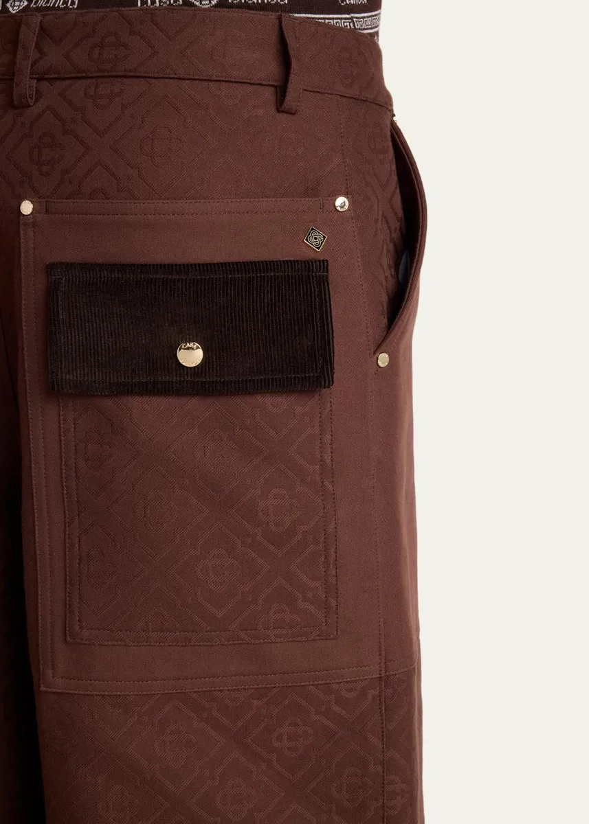 Casablanca Men's Monogram Cotton Canvas Shorts | Thumbnail 5