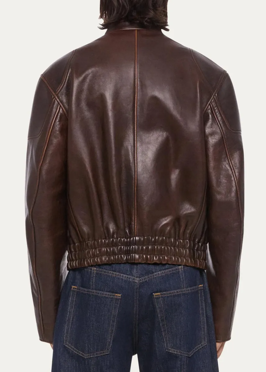 Helmut Lang Men's Leather Concealed-Zip Moto Jacket | Thumbnail 3