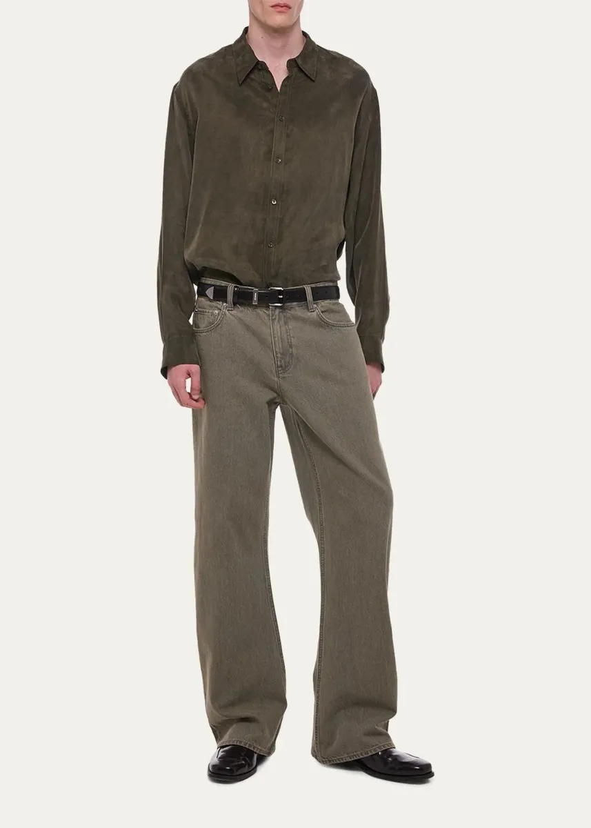 Helmut Lang Men's Fluid Lyocell and Viscose Button-Down Shirt | Thumbnail 2