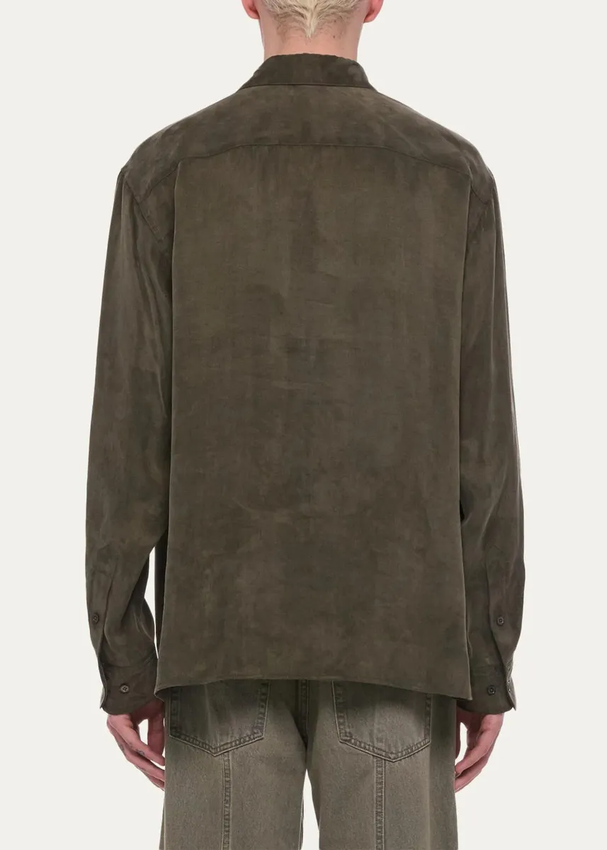 Helmut Lang Men's Fluid Lyocell and Viscose Button-Down Shirt | Thumbnail 3